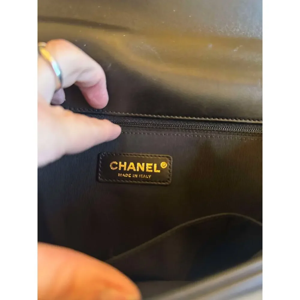 Authentic Large Chanel Boy Bag - Black with Gold Hardware
